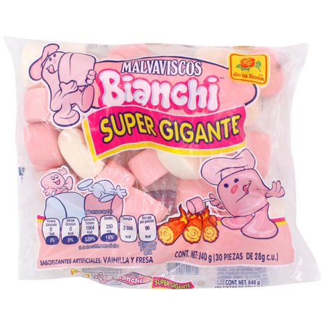 MALVAVISCO SUPER GIGANTE BLANCO Y ROSA 30 PZAS DE 28 GR BOLSA