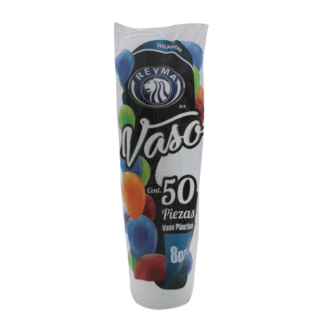 VASO PLASTICO NUM 8 REYMA PAQUETE 50 PIEZAS