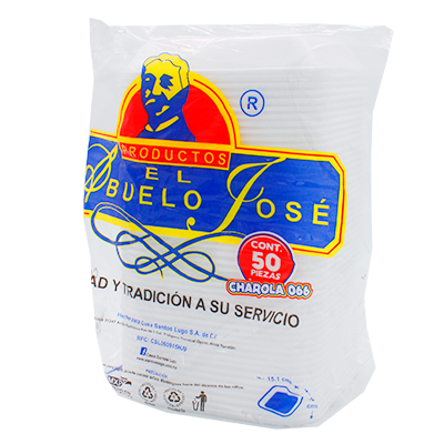 CHAROLA DE UNICEL No 66 EL ABUELO JOSE PAQUETE 50 PIEZAS