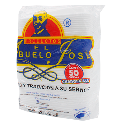 CHAROLA DE UNICEL No 855 EL ABUELO JOSE PAQUETE 50 PIEZAS