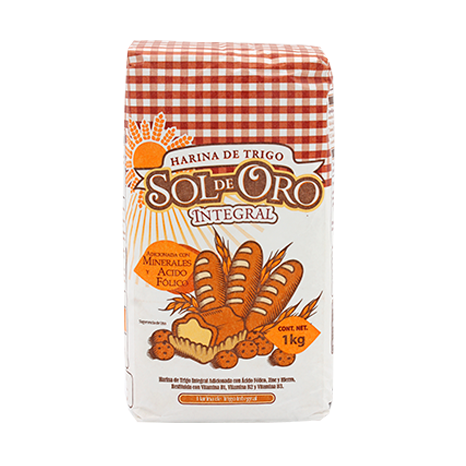 HARINA DE TRIGO INTEGRAL SOL DE ORO 1 KG PIEZA