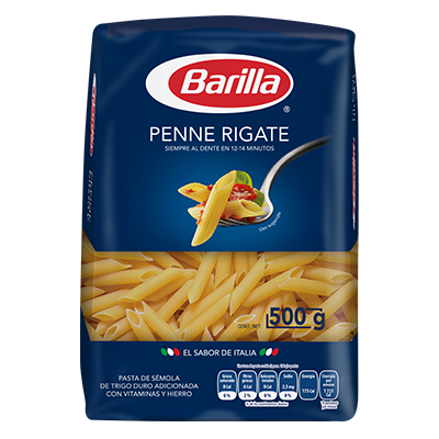 PASTA PLUMA PENNE RIGATE BARILLA 500 G PIEZA